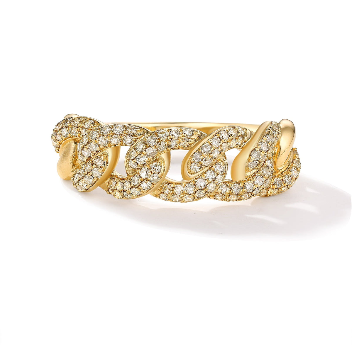 Orchid Gems Diamond Curved Cuban Link Ring