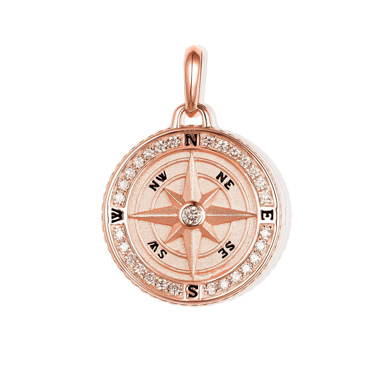 By Barnett Navigator&#39;s Diamond Compass Pendant in Rose Gold