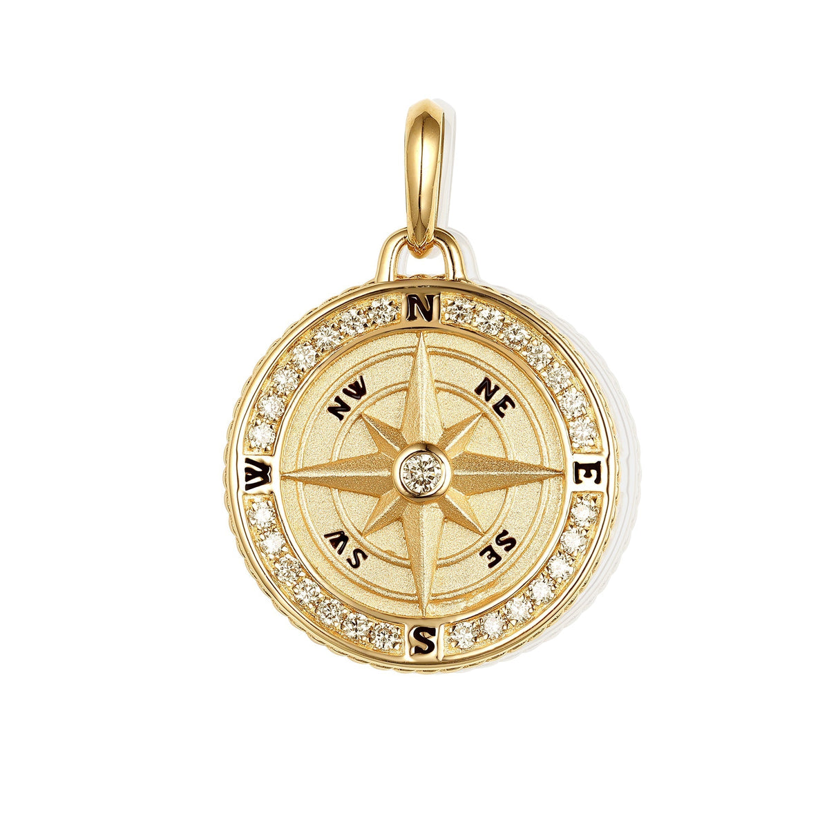 By Barnett Navigator&#39;s Diamond Compass Pendant in Yellow Gold